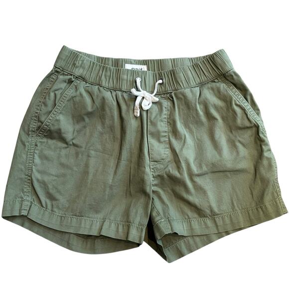 Pact Army Green Daily Twill Drawstring Elastic Waist Shorts Small Organic Cotton - Picture 4 of 8